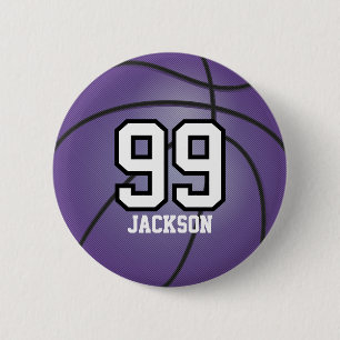 Paars Basketball   Personaliseren Ronde Button 5,7 Cm