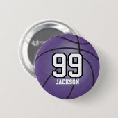 Paars Basketball | Personaliseren Ronde Button 5,7 Cm (Voorkant /achterkant)
