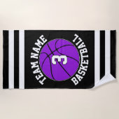 Paars Basketball Team Name & Player Number Custom Strandlaken (Voorkant)