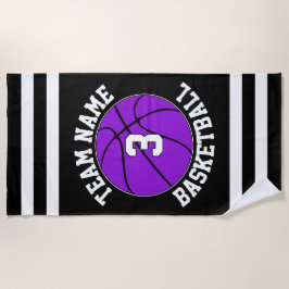 Paars Basketball Team Name & Player Number Custom Strandlaken