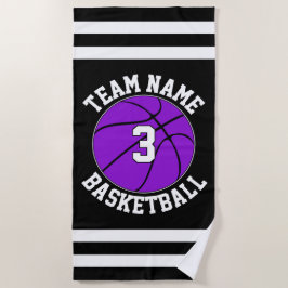 Paars Basketball Team Name & Player Number Custom Strandlaken