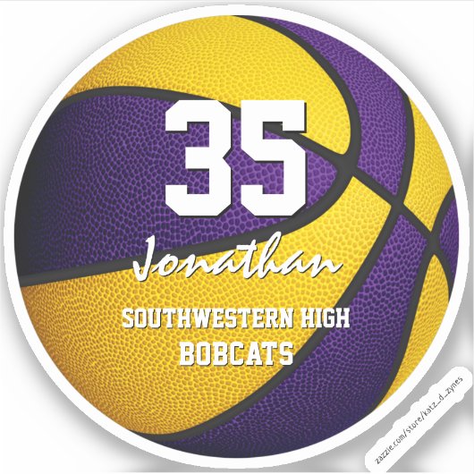 Paars basketbalteam, jongens sticker (Voorkant)