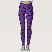 Paars Bat Pattern Leggings (Voorkant)