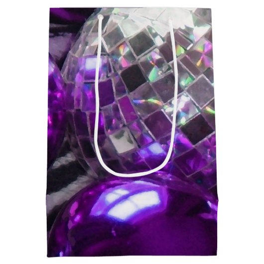 Paars Baubles cadeauzak medium Medium Cadeauzakje (Achterkant)