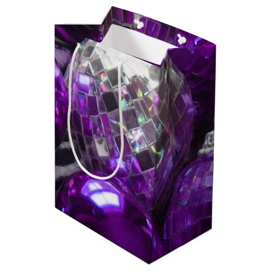 Paars Baubles cadeauzak medium Medium Cadeauzakje (Achterkant Gekanteld)