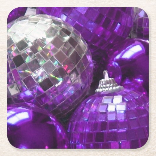 Paars Baubles vierkant onderzetter (Voorkant)