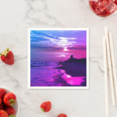 Paars Beach sunset Paper Napkins Servet (Insitu)