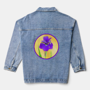 Paars Bearded Iris Schilderij - Originele Bloem Ku Denim Jacket
