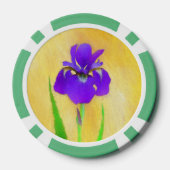 Paars Bearded Iris Schilderij - Originele Bloem Ku Poker Chips (Achterkant)