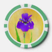 Paars Bearded Iris Schilderij - Originele Bloem Ku Poker Chips (Voorkant)