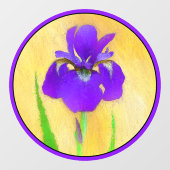 Paars Bearded Iris Schilderij - Originele Bloem Ku Raamsticker (Vel)