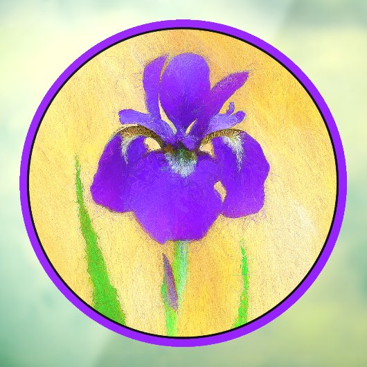 Paars Bearded Iris Schilderij - Originele Bloem Ku Raamsticker (Vel 3)