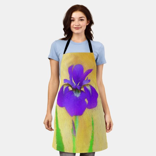 Paars Bearded Iris Schilderij - Originele Bloem Ku Schort (Gedragen)
