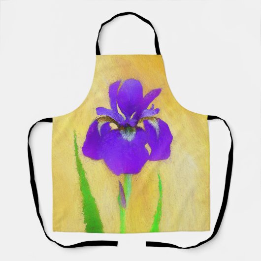 Paars Bearded Iris Schilderij - Originele Bloem Ku Schort (Voorkant)