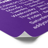 Paars bedrijf aangepaste openingsuren winkel poster (Hoek)