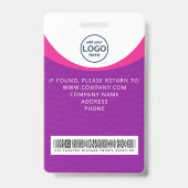 Paars bedrijfsbezoekerspas ID barcode badge (Achterkant)