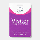 Paars bedrijfsbezoekerspas ID barcode badge (Voorzijde)