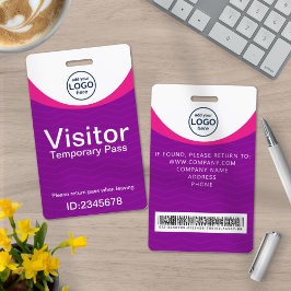 Paars bedrijfsbezoekerspas ID barcode badge