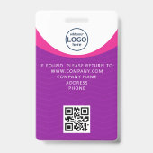 Paars bedrijfsbezoekerspas ID QR-code Badge (Achterkant)