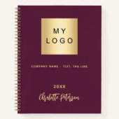 Paars bedrijfslogo elegant monogram notitieboek (Voorkant)