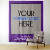 Paars bedrijfslogo zakelijke beursachterwand wandkleed (In situ)