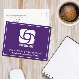 Paars bedrijfsreclamebureau logo briefkaart