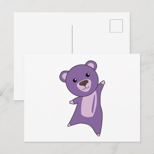 Paars Beer kleurrijke Beren Schuddieren Briefkaart (Voorkant / Achterkant)