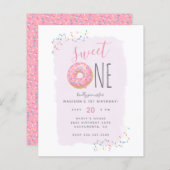 Paars | Begroting Donut Sprinkle Sweet 1e verjaard (Voorkant / Achterkant)