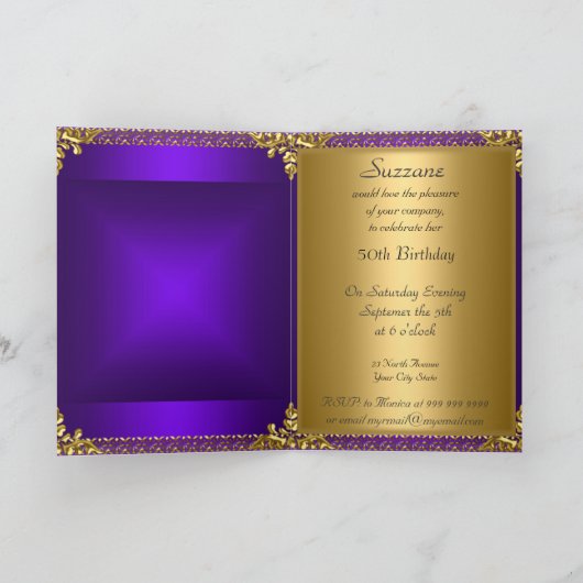 Paars bekendmaking van de Birthday Party (Binnen)