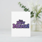 Paars ben ik een New Mama Tshirts en Gifts Briefkaart (Staand voorkant)