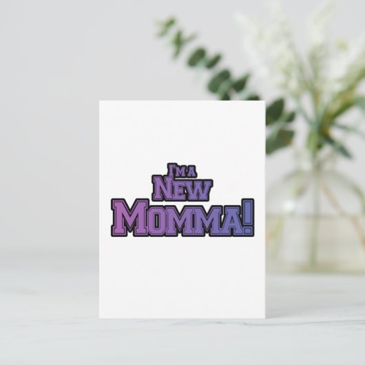 Paars ben ik een New Momma Tshirts en Gifts Briefkaart (Staand voorkant)