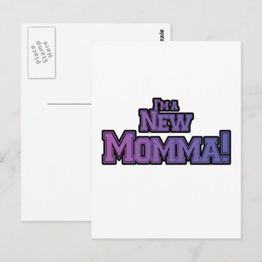 Paars ben ik een New Momma Tshirts en Gifts Briefkaart (Voorkant / Achterkant)