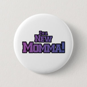 Paars ben ik een New Momma Tshirts en Gifts Ronde Button 5,7 Cm