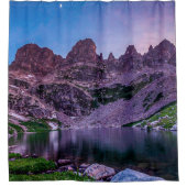 Paars bergmeer / zonsondergang douchegordijn (Voorkant)