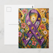 Paars bewustzijnslint Fibro Briefkaart (Voorkant / Achterkant)