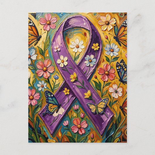 Paars bewustzijnslint Fibro Briefkaart (Voorkant)