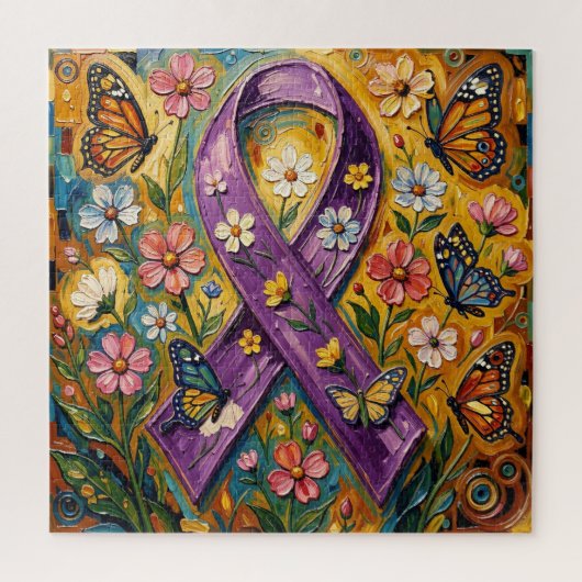 Paars Bewustzijnslint Fibro Legpuzzel (Verticaal)