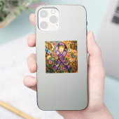 Paars bewustzijnslint Fibro Sticker (Telefoon)