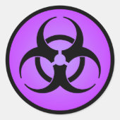 Paars biogevaarsymbool ronde sticker (Voorkant)