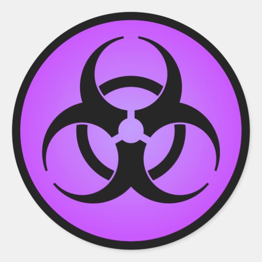 Paars biogevaarsymbool ronde sticker (Voorkant)