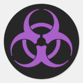 Paars biogevaarsymbool ronde sticker (Voorkant)