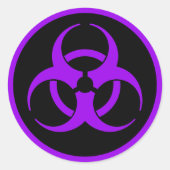 Paars biogevaarsymbool ronde sticker (Voorkant)