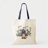 Paars Bird Daisy Flowers Cute Canvas tas (Voorkant)