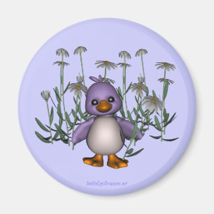 Paars Bird Daisy Flowers Magnet