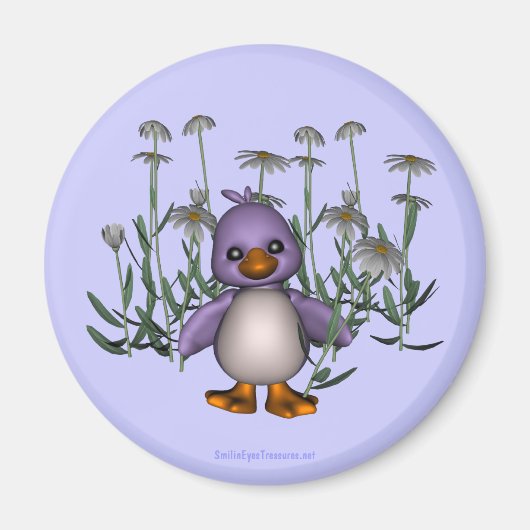 Paars Bird Daisy Flowers Magnet (Voorkant)