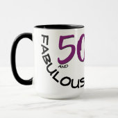 Paars & Black 50 en Fabulous Birthday Typografie Mok (Links)