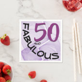 Paars Black 50 en Fabulous Typography Birthday Servet (Insitu)