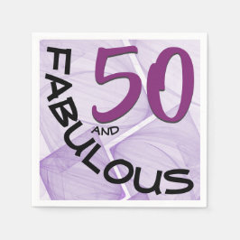Paars Black 50 en Fabulous Typography Birthday Servet