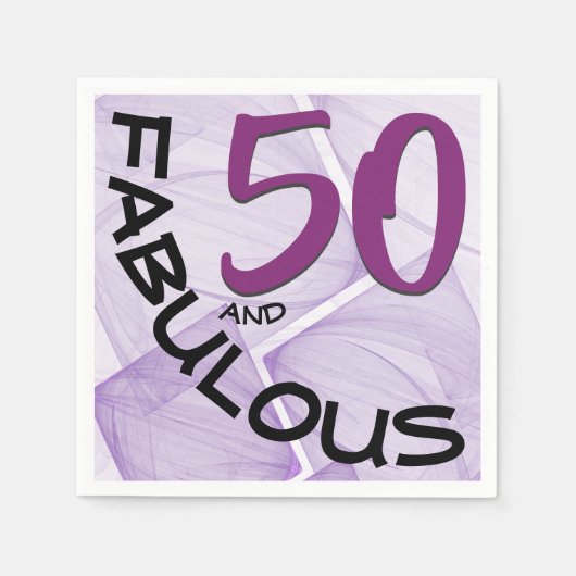 Paars Black 50 en Fabulous Typography Birthday Servet (Voorkant)