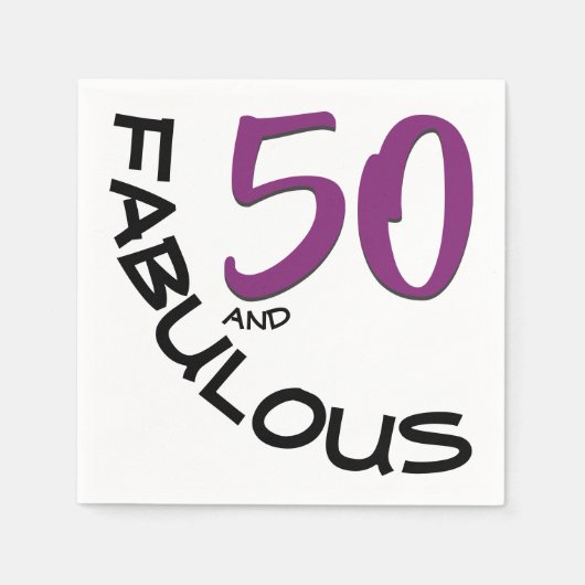 Paars Black 50 en Fabulous Typography Birthday Servetten (Voorkant)